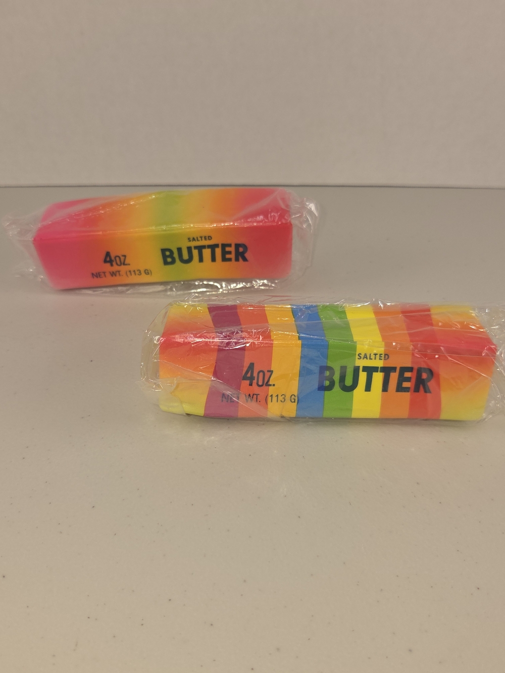 2 Rainbow Striped Butter Squishies - Multicolor